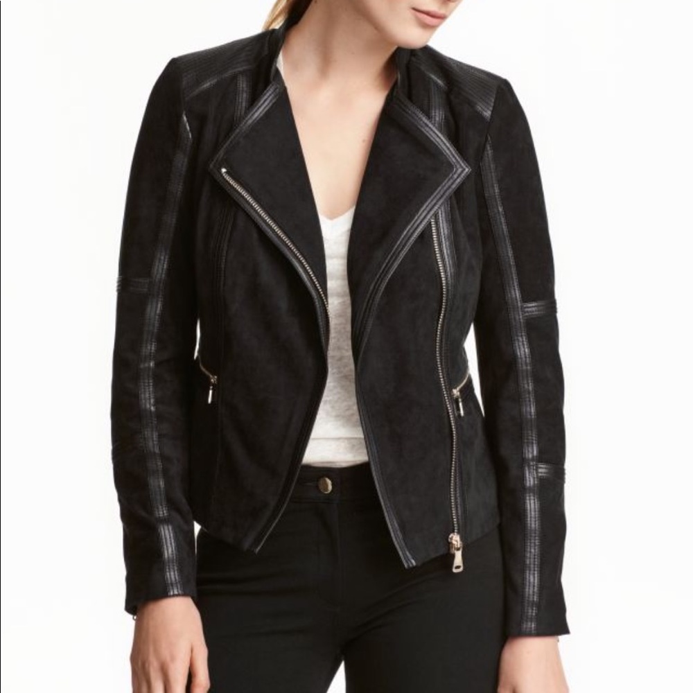 H&M Moto imitation suede jacket size 2